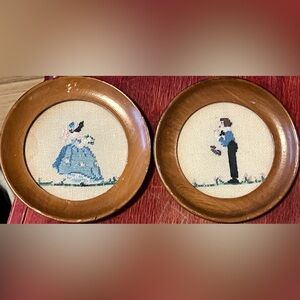 Vintage Framed Petite Point Wall Art